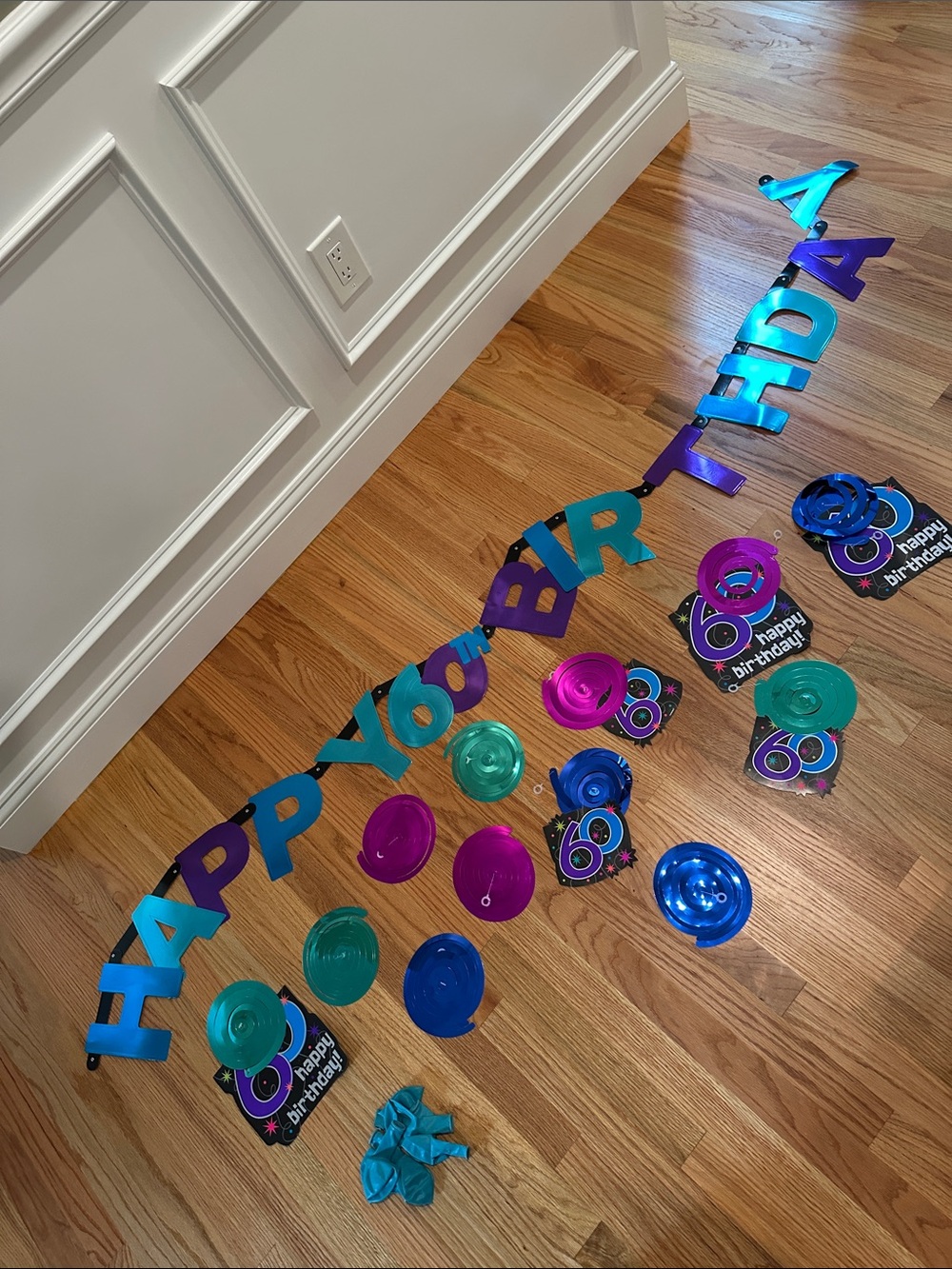 60th Birthday Party Decorations Hanging Swirl Banner Foil Balloons 60 years